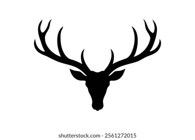 Deer antler shed vector silhouette illustration on white background