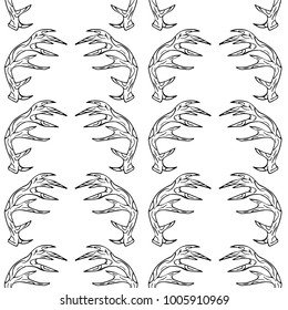 Deer antler vector illustration. Doodle style. Design, print, logo, decor, textile, paper.