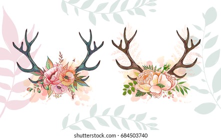 deer antler and wreath flowers