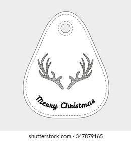 Deer antlers with abstract doodle pattern. Christmas collection. Vector illustration
