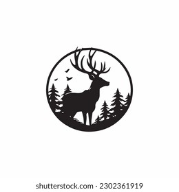 deer antlers with alpine style logo vector