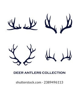 Deer antlers collectipn whitetail deer elk horn silhouette vintage