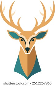 Deer with antlers Color illustration vector icon isolated on white background. 