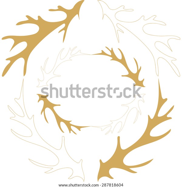 Deer Antlers Decoration Christmas Garlands Border Stock Vector