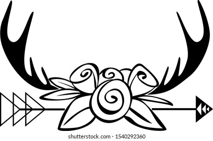 deer antlers flowers vector flower roser