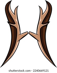 Deer antlers forming Latter H with long pointed sharp horns. Can be used as a logo for hunting or sports related business or maybe for gaming and streaming live games. PNG Alphabet symbol