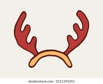 Cornamentas de ciervo, elemento de diseño de doodle de Navidades dibujadas a mano. Artículo de la tarjeta de felicitación de las vacaciones de invierno aislado sobre fondo blanco. Ilustración vectorial.