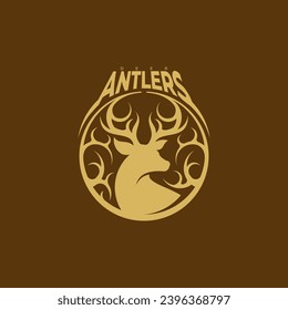 Deer Antlers head logo wildlife vector