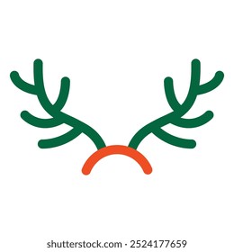 Deer antlers headband, an element of Christmas festive costume, reindeer horns. Vector illustration isolated on white background, hand drawn, flat design