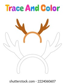 Deer antlers headband tracing worksheet for kids