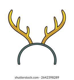 Deer antlers, deer horns attire head hoop. Rudolf costume for Christmas party. Isolated vector illustration.