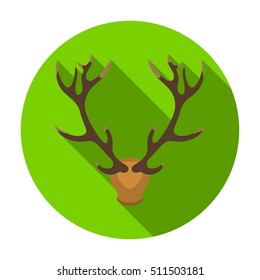 Deer antlers horns icon in flat style isolated on white background. Hunting symbol stock vector illustration.