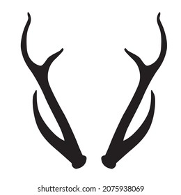 Deer antlers. Horns icon isolated on white background. Vector black silhouette.
