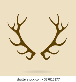 Deer antlers. Horns icon. Vector silhouette.