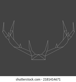 Deer antlers. Horns in a linear style. Polygonal contour of horns. Geometric Horns. Stencil.