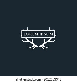 Deer antlers Hunt Logo template. Horns, antelopes, elk, moose, Cervinae,muntjac, fallow deer, chital, Capreolinae, reindeer.