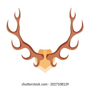 Deer antlers are a hunter trophy in cartoon style. Horns. Vector illustration.