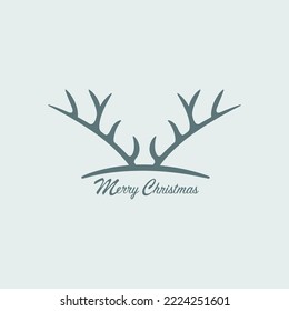 Deer antlers icon and christmas lettering for christmas designs