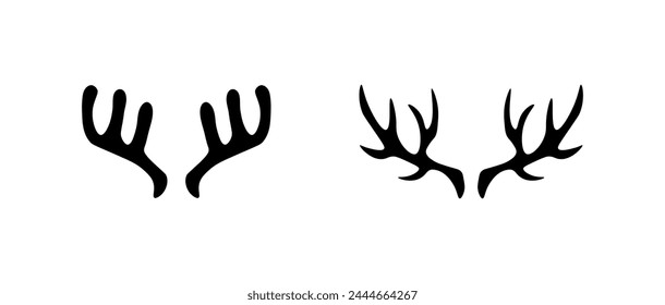 Deer antlers icons. Silhouette, black, deer antlers icons. Vector icons