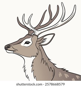 Deer with antlers, Illustration Vector, design art, logo