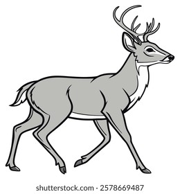 Deer with antlers, Illustration Vector, design art, logo