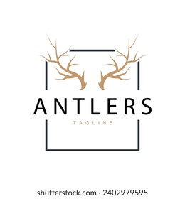 Deer Antlers Logo Design Hunter Antlers Forest Animal Symbol Illustration