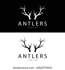 Deer Antlers Logo Design Hunter Antlers Forest Animal Symbol Illustration
