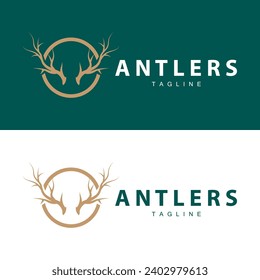 Deer Antlers Logo Design Hunter Antlers Forest Animal Symbol Illustration