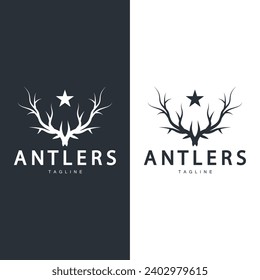 Deer Antlers Logo Design Hunter Antlers Forest Animal Symbol Illustration