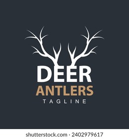 Deer Antlers Logo Design Hunter Antlers Forest Animal Symbol Illustration