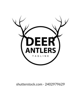 Deer Antlers Logo Design Hunter Antlers Forest Animal Symbol Illustration