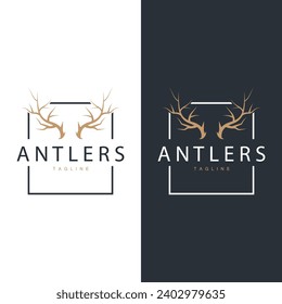 Deer Antlers Logo Design Hunter Antlers Forest Animal Symbol Illustration