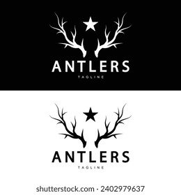 Deer Antlers Logo Design Hunter Antlers Forest Animal Symbol Illustration