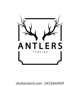 Deer Antlers Logo Design Hunter Antlers Forest Animal Symbol Illustration