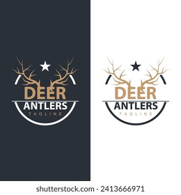 Deer Antlers Logo Design Hunter Antlers Forest Animal Symbol Illustration