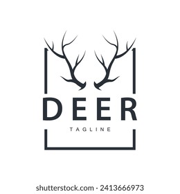 Deer Antlers Logo Design Hunter Antlers Forest Animal Symbol Illustration