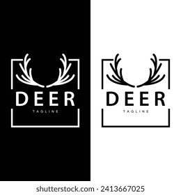 Deer Antlers Logo Design Hunter Antlers Forest Animal Symbol Illustration