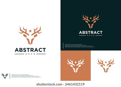 Logotipo de cornamenta de ciervo, con estilo geométrico y abstracto, Vector de diseño de logotipo.