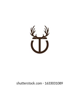 deer antlers logo with the initials TW icon vector.