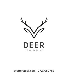 chifres de veado logotipo vetor ilustração linha cervo logotipo modelo ícones