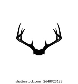 Deer antlers, mammal, wild animal, wildlife, vector, illustration in black color, isolated on white background
