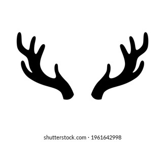 Deer antlers on a white background. Vector illustration. Icon.