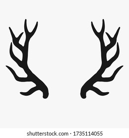 deer antlers rustic hand drawn vintage illustration vector elements isolated. stamp silhouette logo graphic design icons. wildlife deer horn shape  doodles simple resources