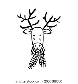 Venado con antángulos y doodle de escarcha ilustración vectorial
Navidad dibujada a mano y personaje de año nuevo