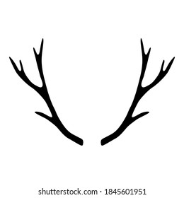 Deer Antlers Silhouette Isolated On White Stock Vector (Royalty Free ...