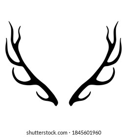 Deer antlers silhouette isolated on white background. Horns icon