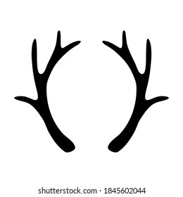 Deer Antlers Silhouette Isolated On White Background. Horns Icon