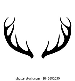 Deer antlers silhouette isolated on white background. Horns icon
