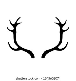 Deer antlers silhouette isolated on white background. Horns icon