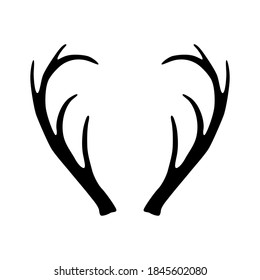 Deer Antlers Silhouette Isolated On White Stock Vector (Royalty Free ...